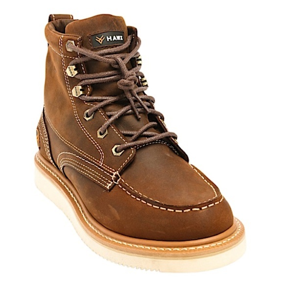 Hawx Men’s 6" Grade Comp Moc Toe Work Boots, Brown Leather, Size 7D, NWT - Picture 2 of 15